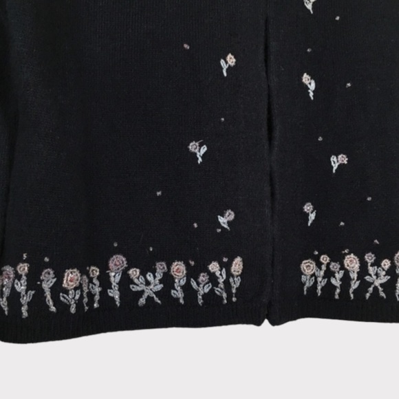 Johnathan Martin Beaded Flower Cardigan Vintage Sz Small Y2K CottageCore Dainty - Picture 5 of 11